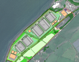 Proposed sitemap for Bryn Coch Business Park Data Center Campus in Wales