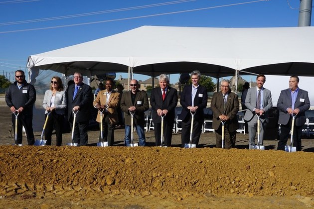 From Left to Right: Laramie Dorris, VP Design & Construction, Kellie Teal-Guess, CPO (Chief People Officer), Gary Caplinger, Allen Mayor Pro Tem Baine Brooks, Allen City Council Member John Hatem, ...