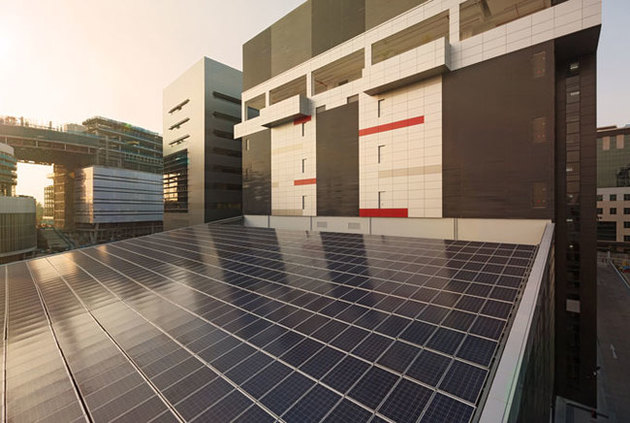 Solar panels are used to power non-essential equipment