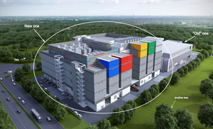 Rendering of Google's New Data Center in Singapore in Relation to the Existing Building