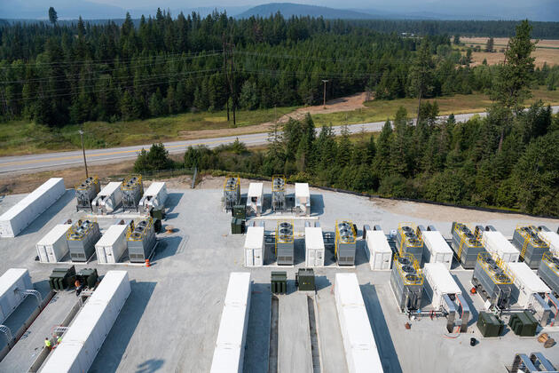 Ant Boxes (with SR-20 in the background) outside the Merkle Standard cryptocurrency mining facility in Usk, Washington